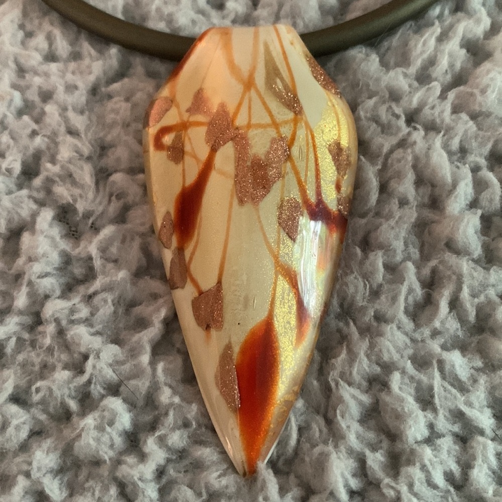 Antica Murrina Venezia.Pendant Necklace Glass, cream, orange, pink. Beautiful. - Picture 3 of 8